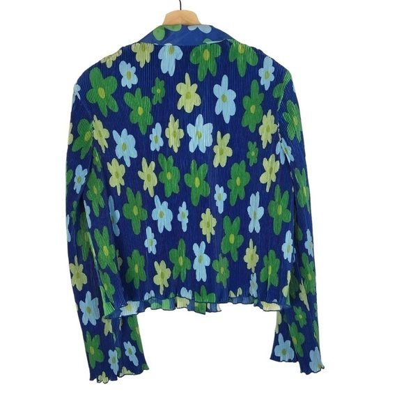 Sammy B X Target Blue Pleated Floral Long Sleeve Top S - Picture 4 of 7